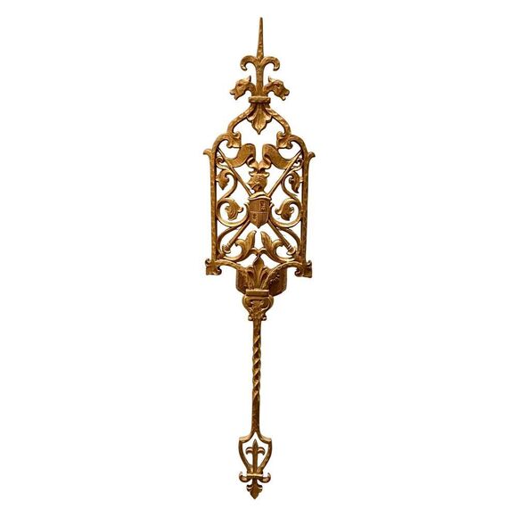 27” Long Bronze Spanish Gothic Revival Sconces 1920 Fluer de lis Knight Ornate - Picture 1 of 10